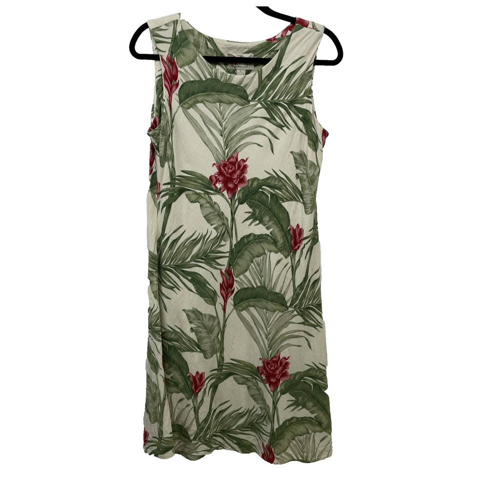 Hilo Hattie Hawaiian Original Tank Dress Womens Large Floral Palms Resort Beach